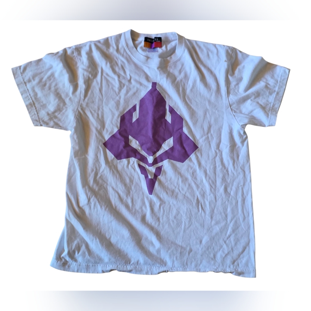Radio Eva Japanese Brand White Purple Graphic T Shirt Size L